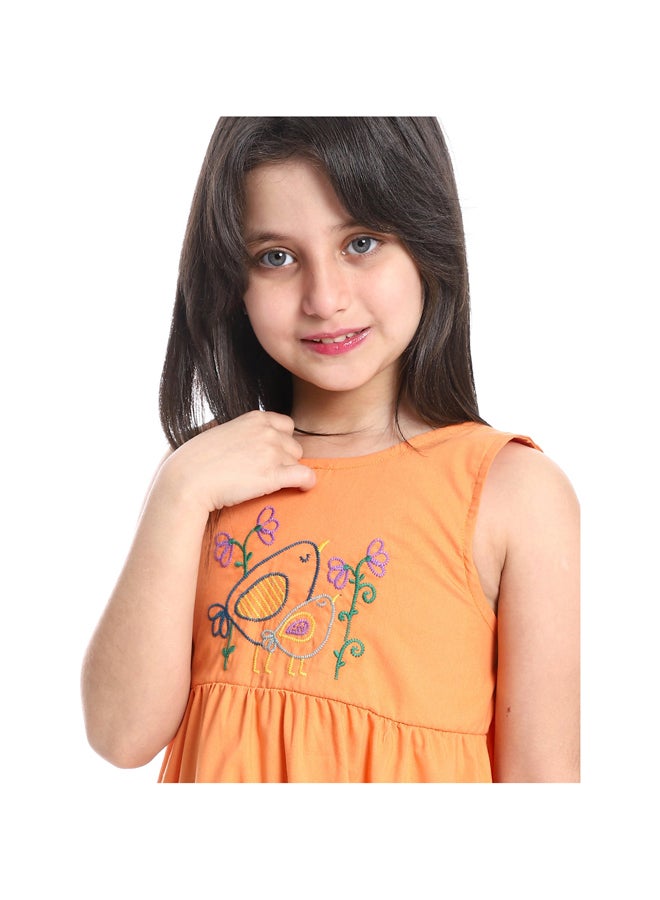 Andora Girls Sleeveless Dress With Bow Back _ Orange - Image 5