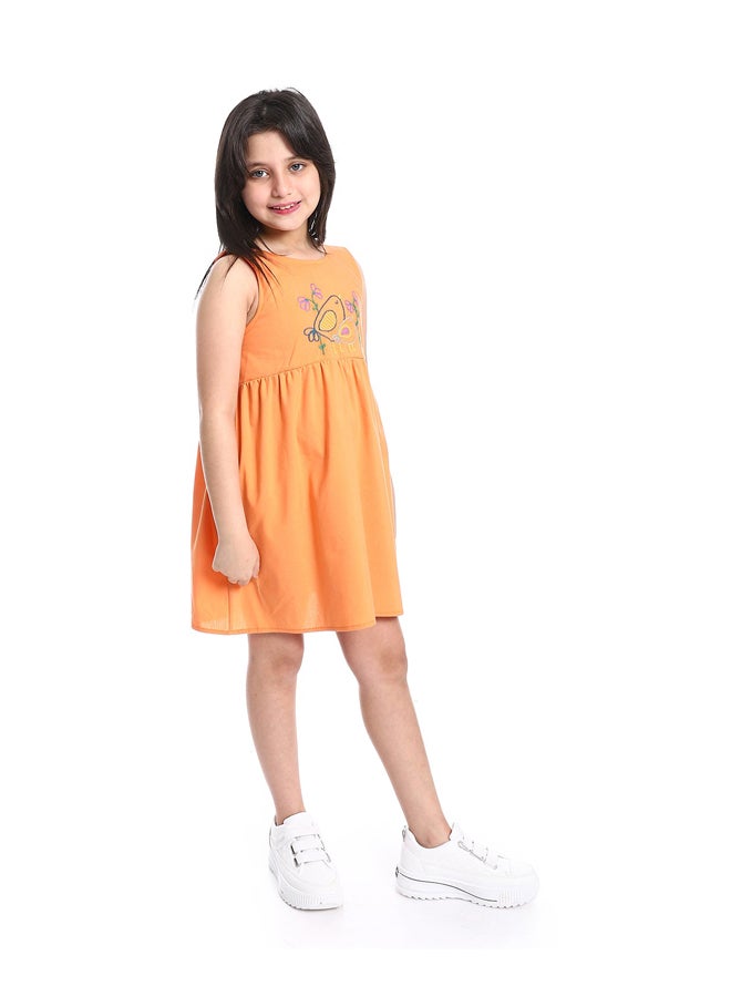 Andora Girls Sleeveless Dress With Bow Back _ Orange - Image 3
