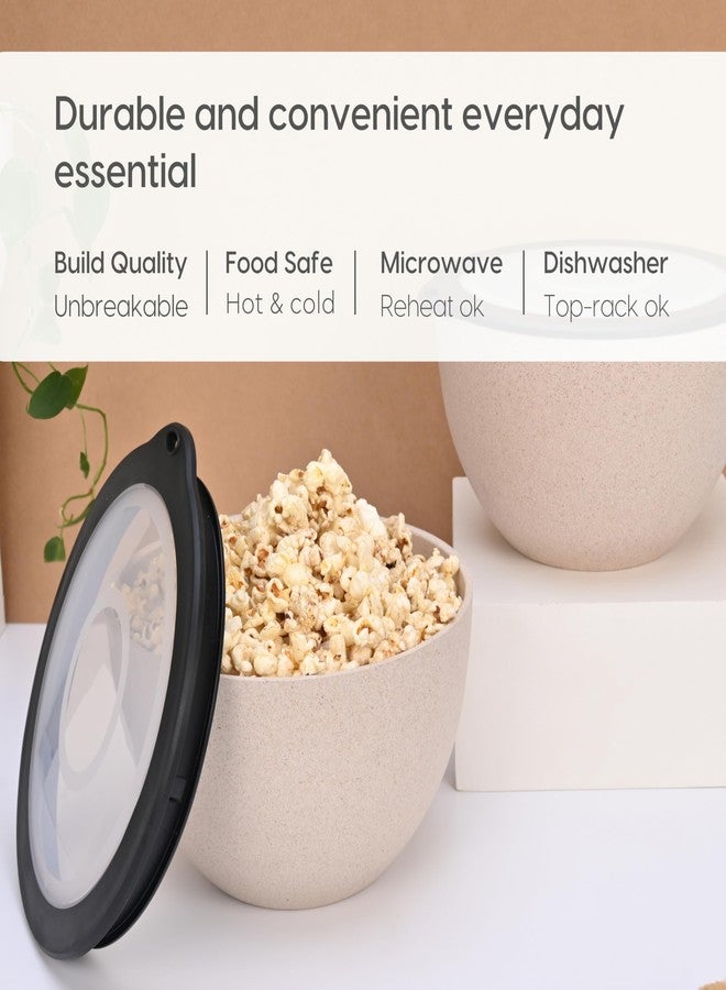 Eha Earth Friendly Mixing Bowls for Kitchen | Serving Bowls with Lid | Microwave Safe Bowl Set | Storage Bowls Made with Rice Husk and Bamboo Fibers | 2900ml Each | Set of 2 | Sand Castle| Beige - Image 4