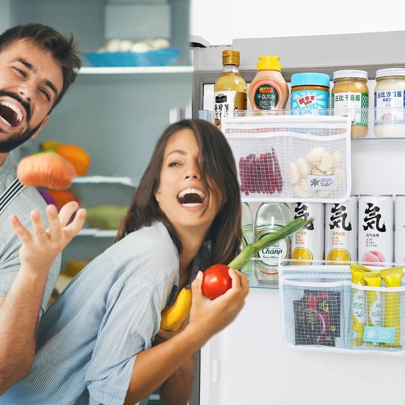 MOLANLY 2 piece Refrigerator Door Organizer Set Fridge Hanging Mesh Bag for Kitchen Storage Bag Household Sundries Sorting Bag Used to Refrigerator Side Door Storage Small Objects Containers - Image 2