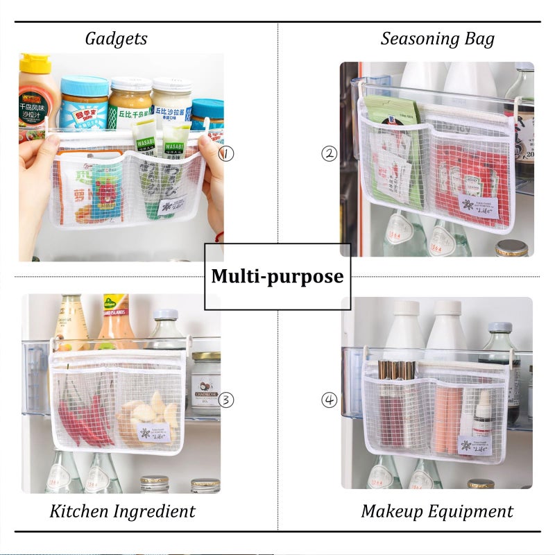 MOLANLY 2 piece Refrigerator Door Organizer Set Fridge Hanging Mesh Bag for Kitchen Storage Bag Household Sundries Sorting Bag Used to Refrigerator Side Door Storage Small Objects Containers - Image 4