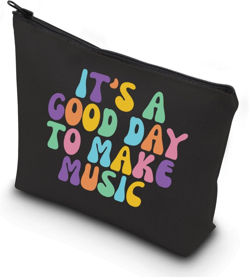 WCGXKO Music Lover Gift Music Teacher Makeup Zipper Touch Bag It's A Good Day To Make Music Cosmetic Bag (Make Music)