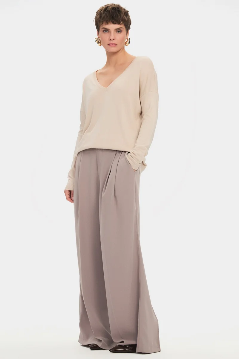 جون Women's Exclusive Front Back V Neck Viscose Blend Knitwear Sweater
