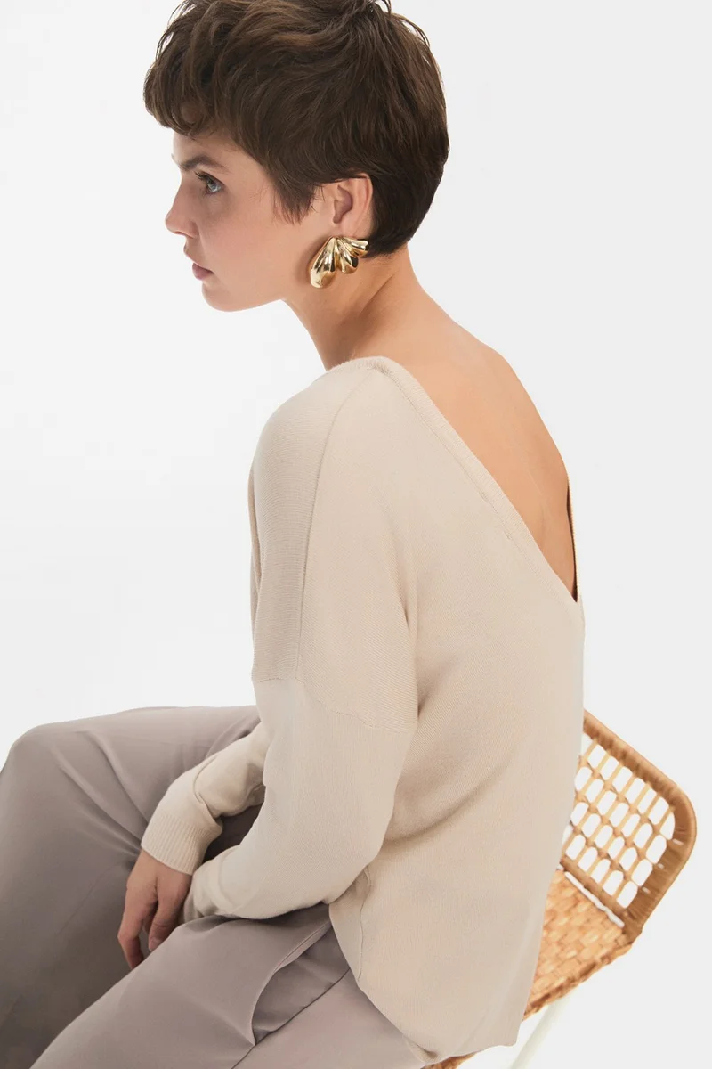 جون Women's Exclusive Front Back V Neck Viscose Blend Knitwear Sweater