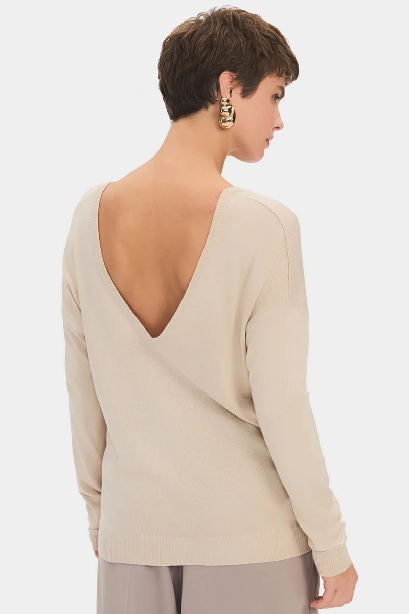 جون Women's Exclusive Front Back V Neck Viscose Blend Knitwear Sweater