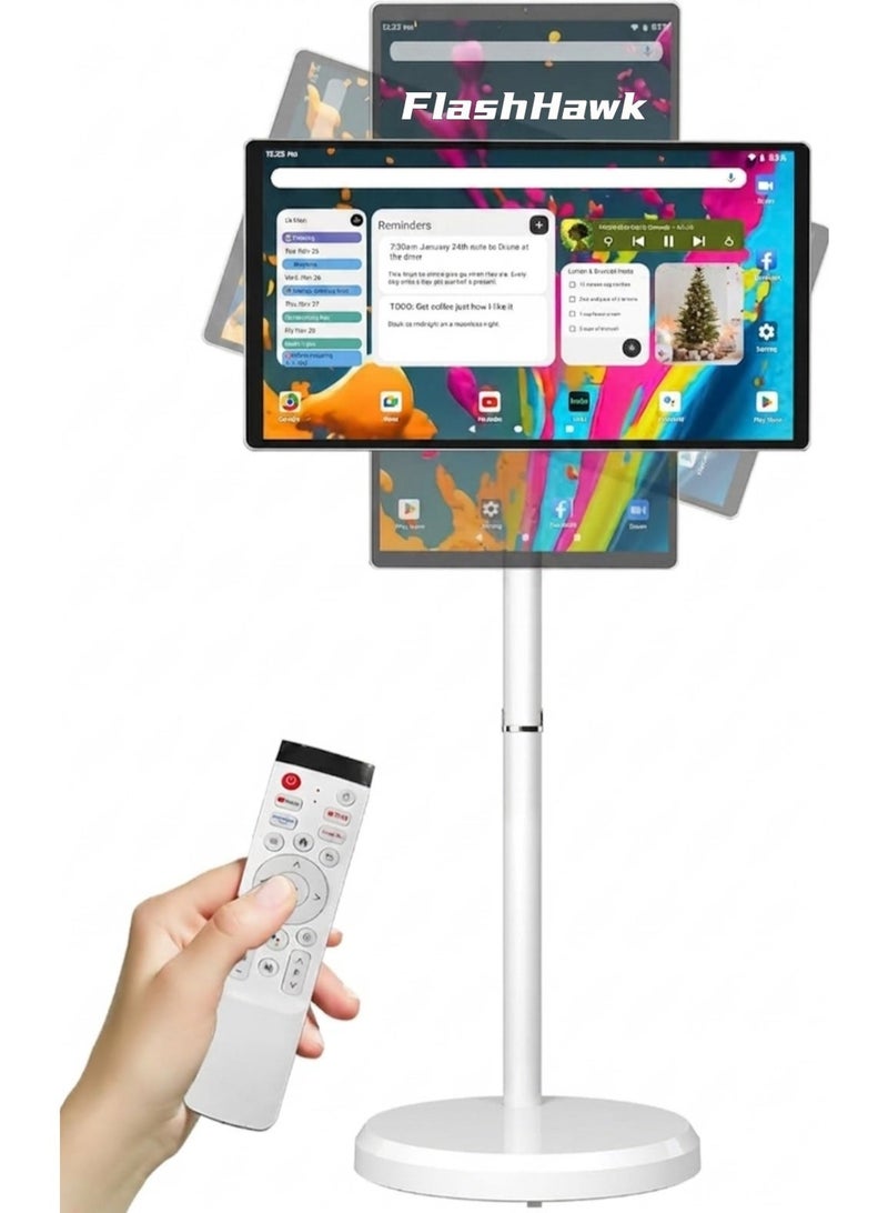 FlashHawk 21.5 Inch Portable TV Tounch Screen Monitor with Adjustable Floor Stand And Smart Android OS | 4G RAM+64G Storage, Built-in Battery, Full Swivel Rotation - Image 1