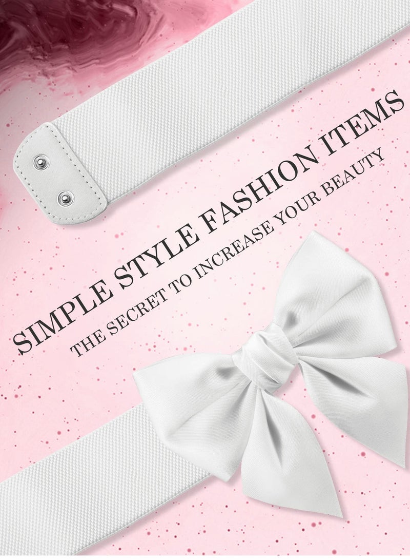 Excefore Wide Elastic Belt Women's Bowknot Belt Ladies Stretchy Bow Belt for  Party Casual Matching Women Dresses  2 Pcs - Image 3