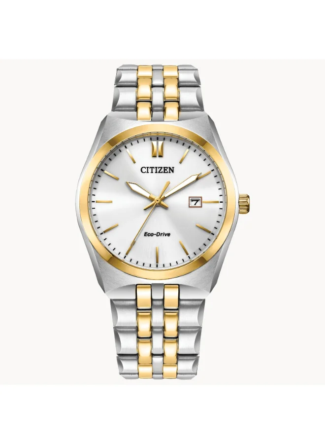 CITIZEN Men's Stainless Steel with Two-Tone Gold Strap Eco-Drive Standard Watch BM7334-58B - 40 mm