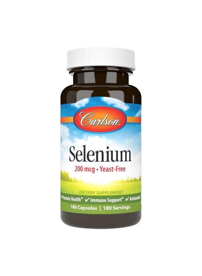 Carlson - Selenium, 200 mcg Yeast-Free, Prostate Health & Immune Support, Antioxidant, 180 capsules - Image 1