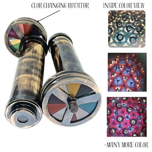 BAZROSS Handmade Brass Kaleidoscope Educational Gift Vintage Collection Replica Birthday Every Occasion Gift for Adults and Kids Brass Kaleidoscope with Double Wheel Pack of ONE - Image 5