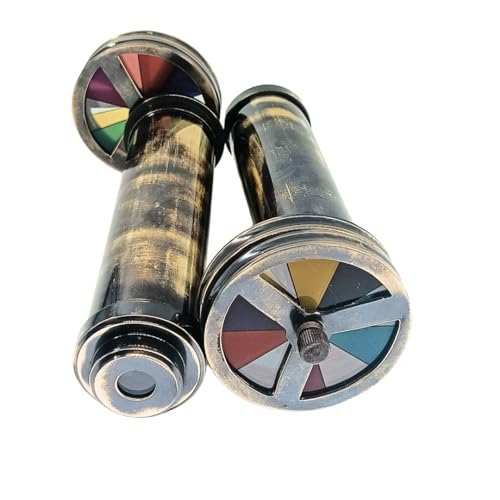 BAZROSS Handmade Brass Kaleidoscope Educational Gift Vintage Collection Replica Birthday Every Occasion Gift for Adults and Kids Brass Kaleidoscope with Double Wheel Pack of ONE - Image 1
