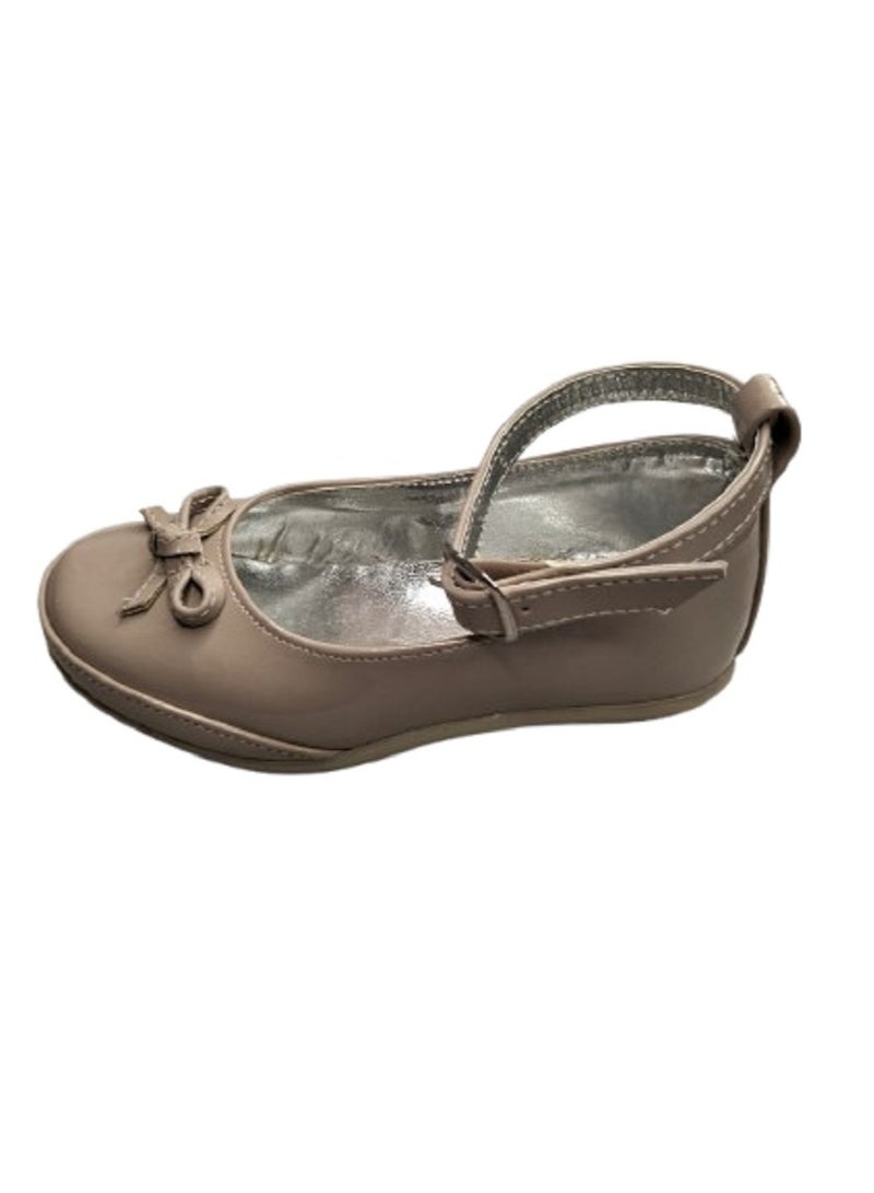 Generic Glossy Beige Leather Shoes For Kids-23 - Image 3
