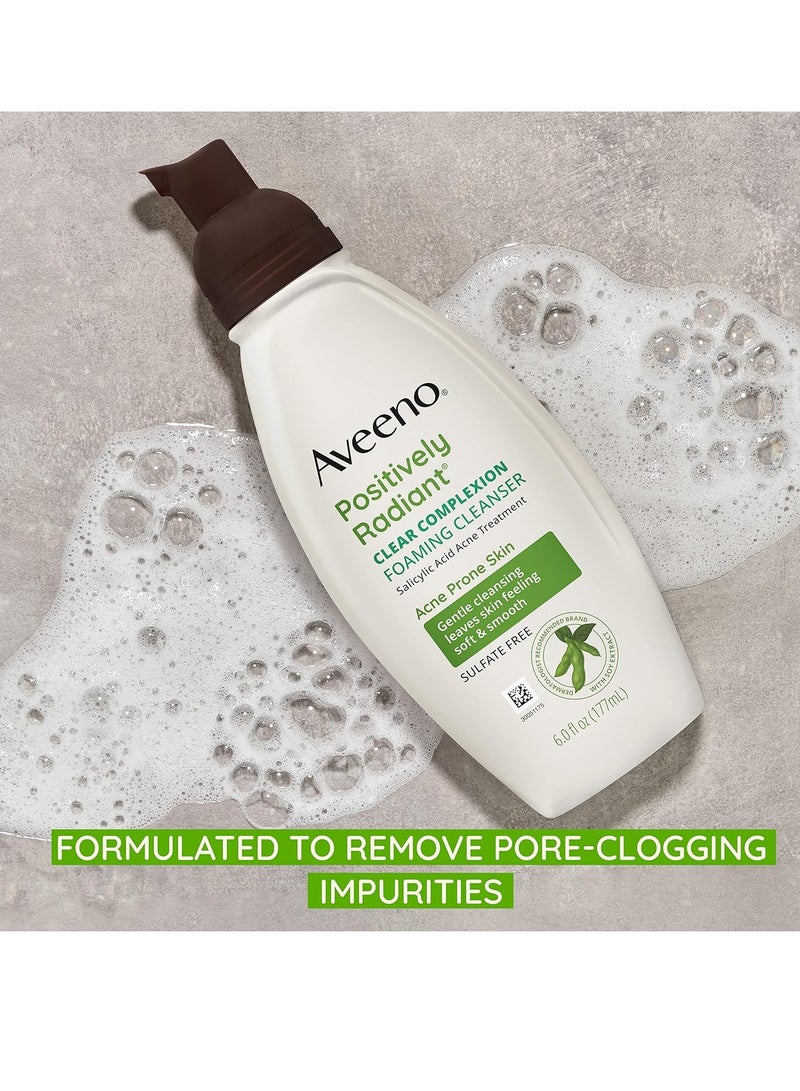 Aveeno Aveeno Clear Complexion Foaming Oil-Free Facial Cleanser with Soy Extract & 0.5% Salicylic Acid, Acne Treatment Face Wash for Acne-Prone Skin, Sulfate-Free & Hypoallergenic, 6 fl. Oz  - Image 5