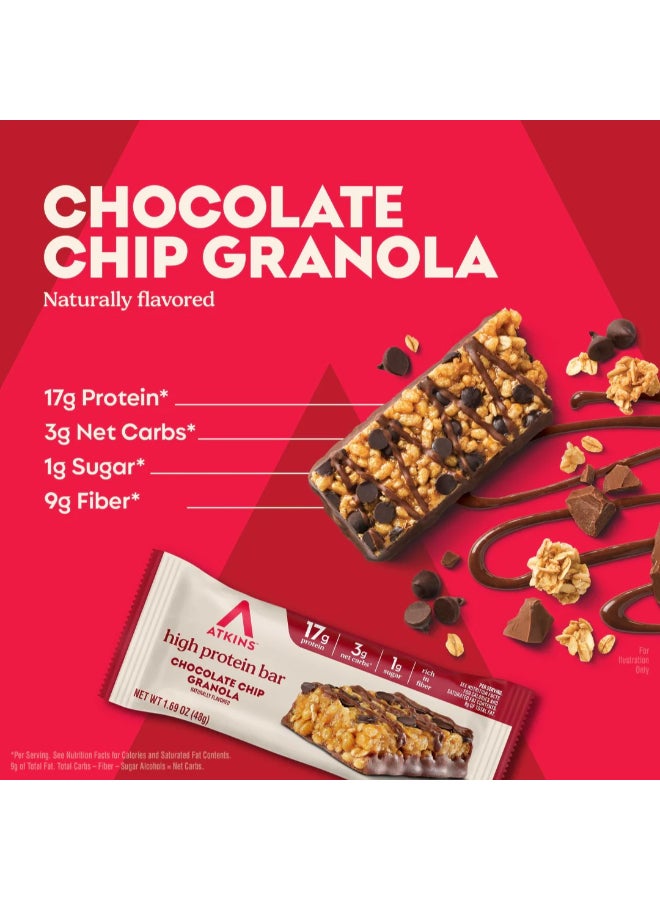 Atkins Protein Meal Bar Chocolate Chip Granola 8 Bars 1.69 oz (48 g) Each - Image 1