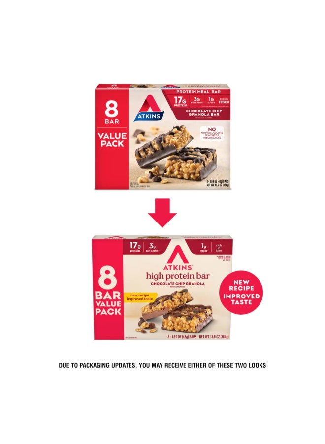 Atkins Protein Meal Bar Chocolate Chip Granola 8 Bars 1.69 oz (48 g) Each - Image 4