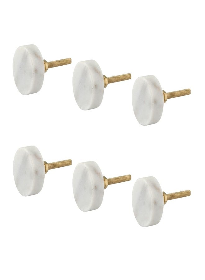 S-GUARD Marble Stone Cabinet, Wardrobe Furniture Knobs | Table Racks | Furtiture Eatching Knobs | Round Knob-Antique Finish | Perfect for Home, Kitchen & Office Drawers | Pack of 6 (White) - Image 1