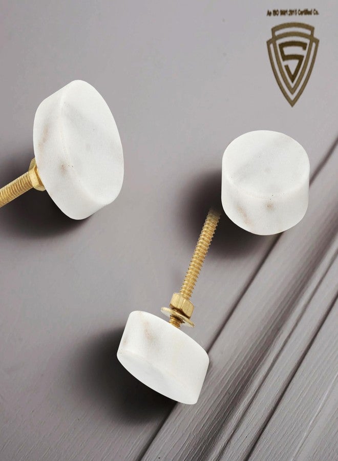 S-GUARD Marble Stone Cabinet, Wardrobe Furniture Knobs | Table Racks | Furtiture Eatching Knobs | Round Knob-Antique Finish | Perfect for Home, Kitchen & Office Drawers | Pack of 6 (White) - Image 2