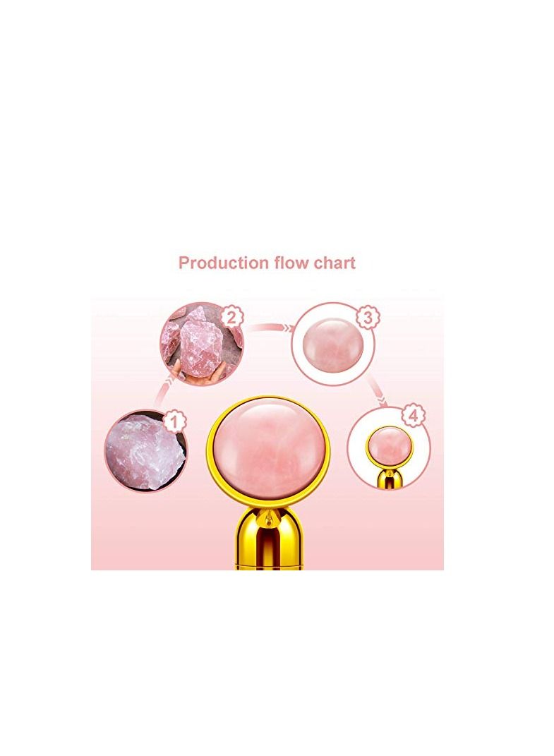 SYOSI 4-in-1 Beauty Bar 24k Golden Pulse Face Massager, Electric Jade Roller Facial Massager Rose Quartz, Arm Eye Nose Massage Stone for Face Lift Anti-Aging Anti-Wrinkles Skin Tightening Firming(Gold) - Image 2