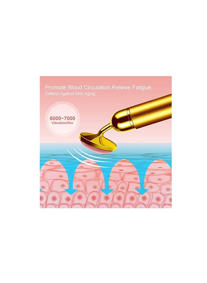SYOSI 4-in-1 Beauty Bar 24k Golden Pulse Face Massager, Electric Jade Roller Facial Massager Rose Quartz, Arm Eye Nose Massage Stone for Face Lift Anti-Aging Anti-Wrinkles Skin Tightening Firming(Gold) - Image 4