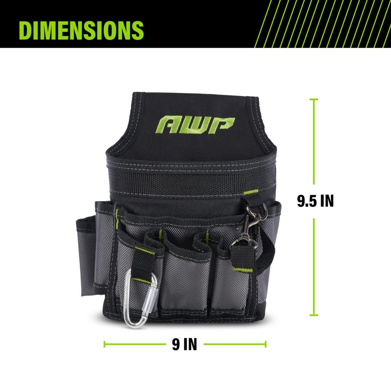 AWP Ballistic Nylon Mini Tool Pouch Multi-Pocket Organizer for Electricians, Professional Tool Box for Efficient Organization, Black/Gray | 1L-23021-2 - Image 3