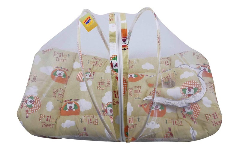 Fareto Baby Folding Teddy Print Mattress with Mosquito Net06 Months YellowSize L34Inchs B22Inchs - Image 3