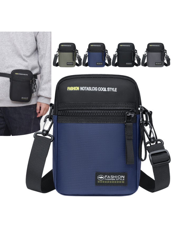 Men's Bag OxFord Cloth Shoulder Bag Men's Crossbody Bag Casual Canvas Bag Men's Bag Backpack Small Bag Business Briefcase-Color:Dark Blue  - Image 2