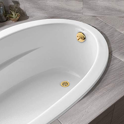 Artiwell Trip Lever Tub Trim Kit Set with Trip Lever Overflow Face Plate, Trip Lever Bathtub Drain with Strainer, Overflow and Matching Screws (POLISHED BRASS) - Image 2