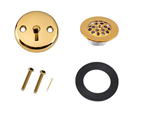 Artiwell Trip Lever Tub Trim Kit Set with Trip Lever Overflow Face Plate, Trip Lever Bathtub Drain with Strainer, Overflow and Matching Screws (POLISHED BRASS) - Image 1