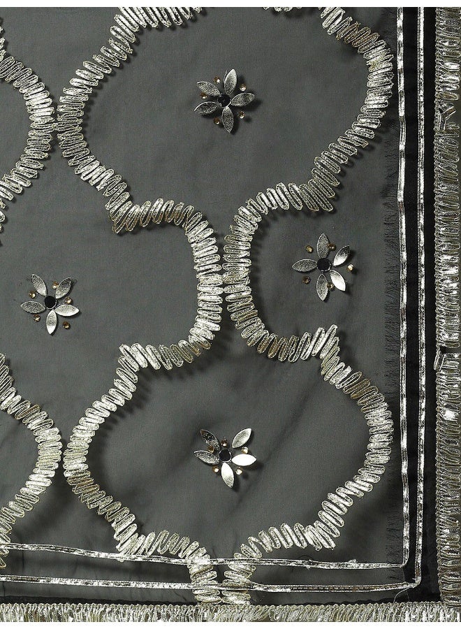 AKS Couture Gotta Patti V-Neck Pure Cotton Kurta With Salwar & Dupatta - Image 5