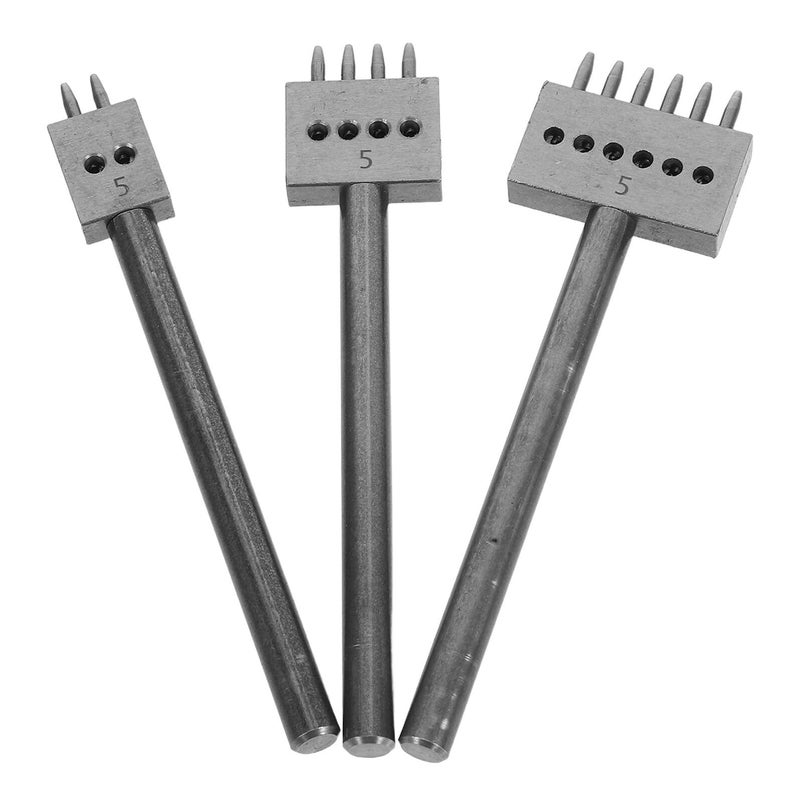 3Pcs Leather Punch Tool Set 5mm Row Round Hole Chisel For DIY Leathercraft Stitching - Image 2