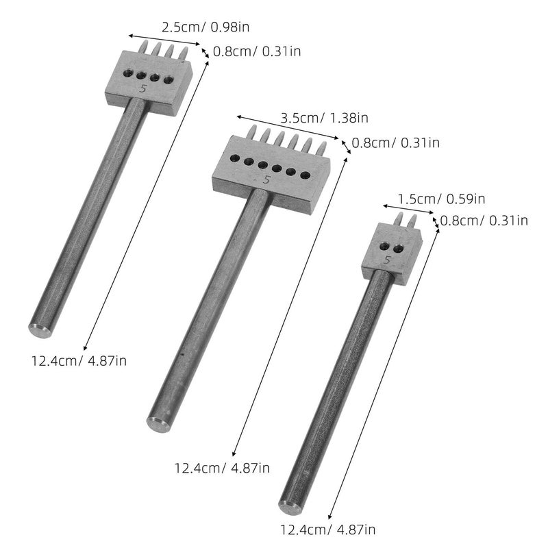 3Pcs Leather Punch Tool Set 5mm Row Round Hole Chisel For DIY Leathercraft Stitching - Image 3