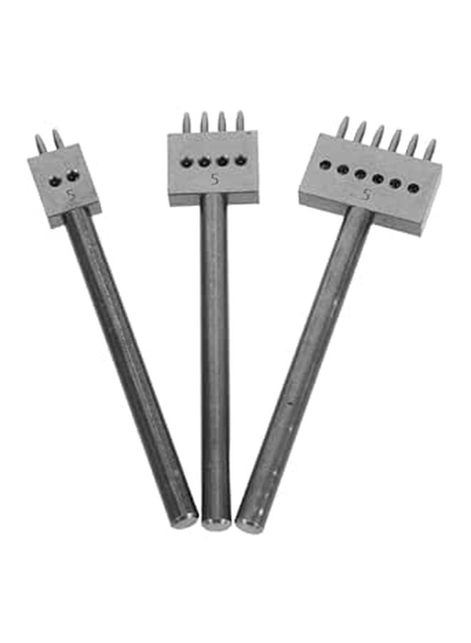 3Pcs Leather Punch Tool Set 5mm Row Round Hole Chisel For DIY Leathercraft Stitching - Image 1
