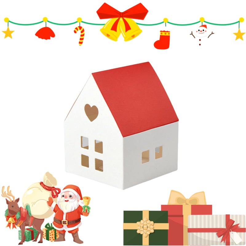 HAN SHENG 30 Pcs Red House Shaped Candy Boxes with Roof - Wedding Favors, Christmas Party Gift Boxes, Birthday Candy Storage Containers, Decorative Ornament Boxes for Holidays & Special Events - Image 3