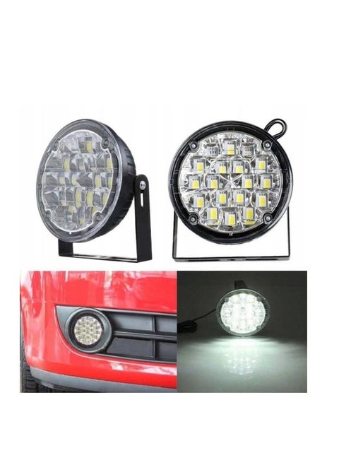 A set of 2 pieces of a round fog lamp for the car, strong lighting, 18 LED