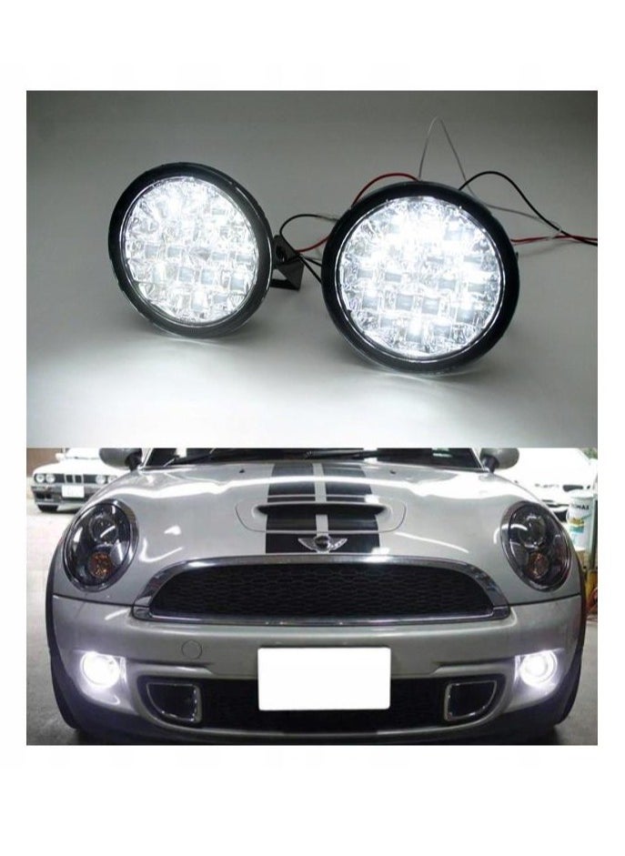 A set of 2 pieces of a round fog lamp for the car, strong lighting, 18 LED