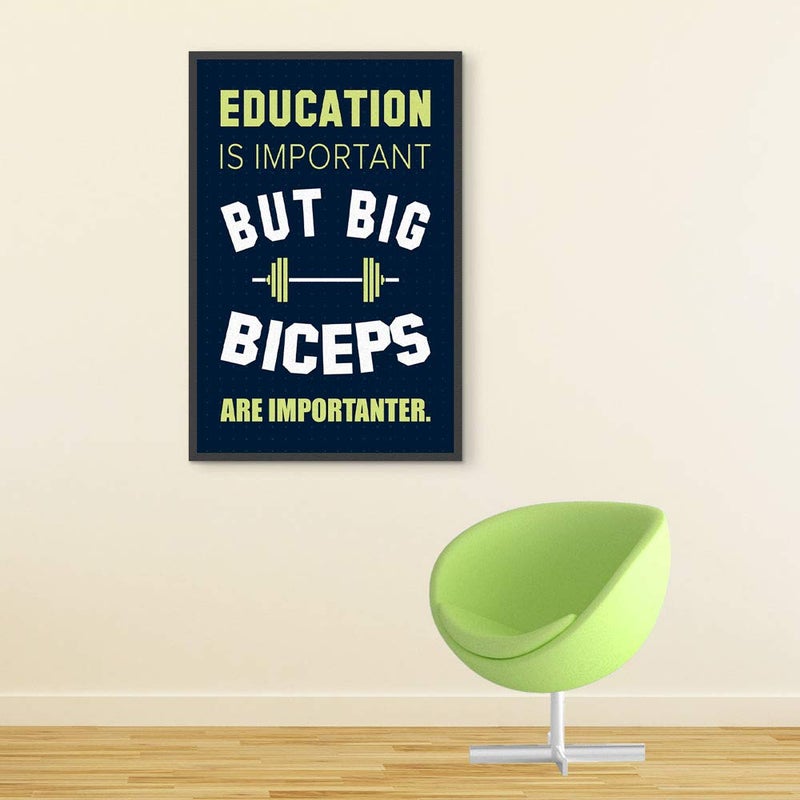 Inephos Big Biceps are Important Gym Quotes Poster Art | Gym Motivation Posters (Size: 8 inch X 12 inch, Framed, Laminated Print) - Image 5
