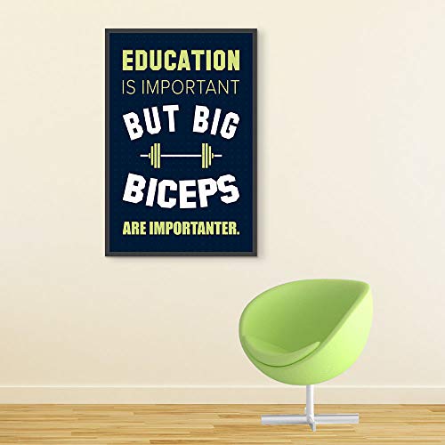 Inephos Big Biceps are Important Gym Quotes Poster Art | Gym Motivation Posters (Size: 8 inch X 12 inch, Framed, Laminated Print) - Image 1