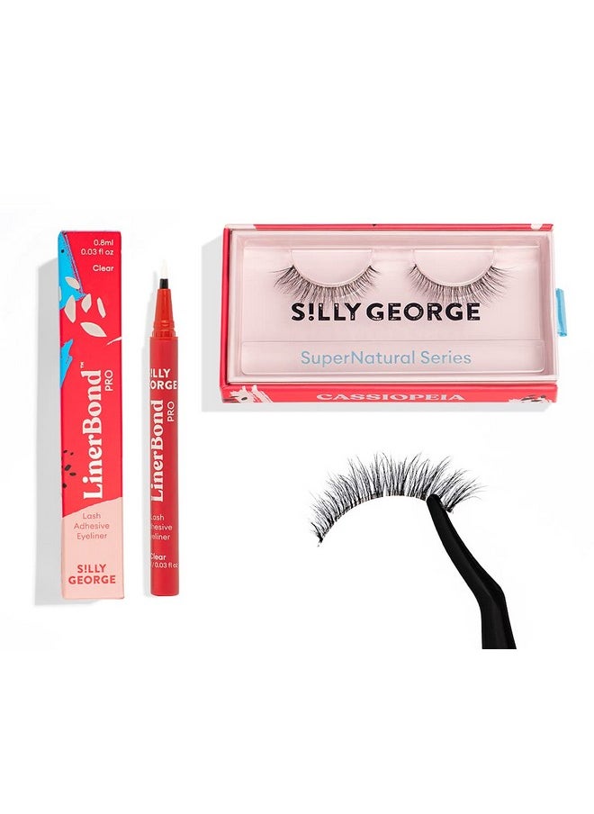Silly George Supernatural Series Starter Kit Pretty Lashes With Adhesive Eyeliner ; Clear Band Gives Lashes Natural Look ; Extra Strong Hold For False Eyelashes (Cassiopeia, Linerbond™ Clear)  - Image 1