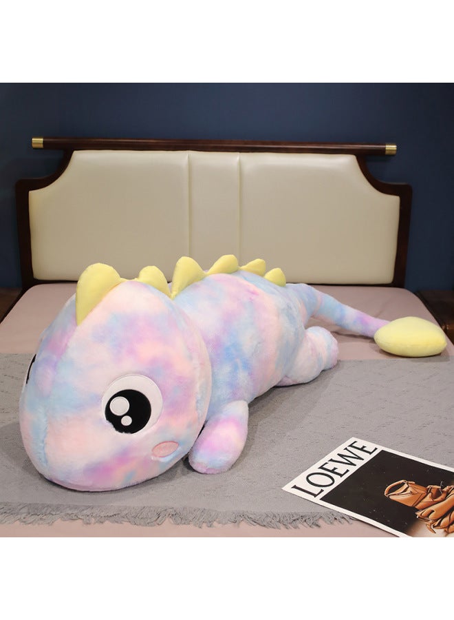 Dinosaur Plush Toy Pillow Girl Sleeping Special Bed Sleeping Doll Big Doll Leg Clip Cloth Doll-Color:Tie-dyed Purple Dinosaur-Height:Total Length 1.4m - Image 1
