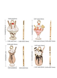 SYOSI Enamel Ice Cream Charms Kawaii Summer Sweet Food Charms Cartoon Milkshake Chocolate Sundae Dessert Charms for Jewelry Making Bulk  - Image 3