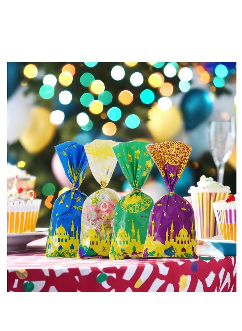 50 Pieces Eid Mubarak Gift Bags Plastic Candy Sweets Cookies Bags New Party Supplies 4 Mix Styles - Image 2
