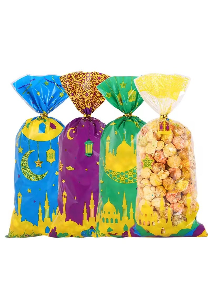 50 Pieces Eid Mubarak Gift Bags Plastic Candy Sweets Cookies Bags New Party Supplies 4 Mix Styles - Image 5