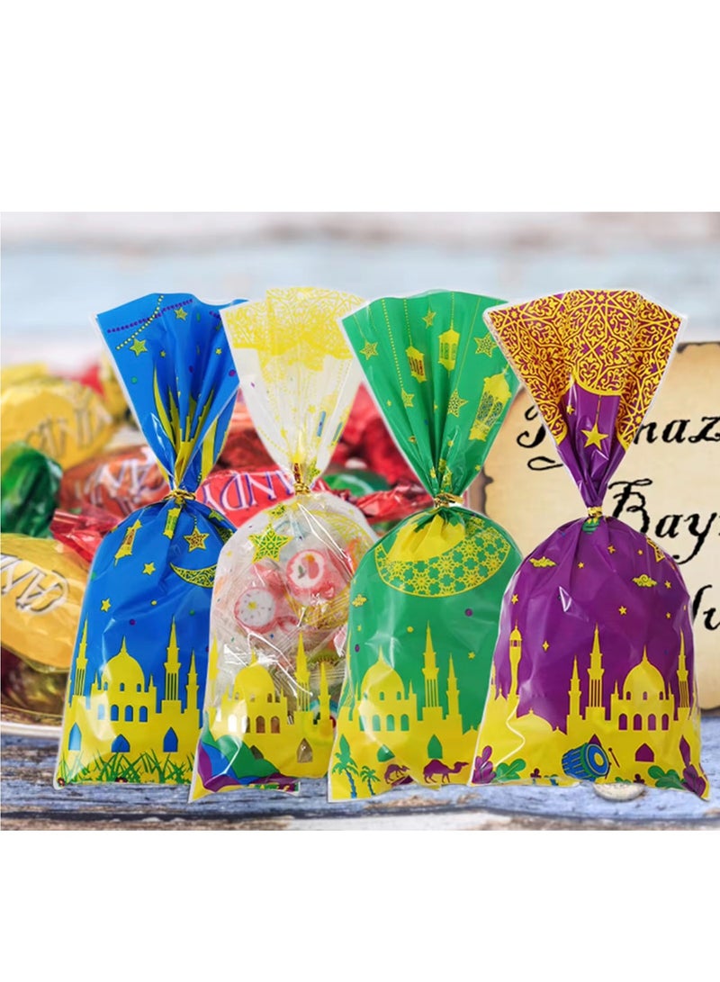 50 Pieces Eid Mubarak Gift Bags Plastic Candy Sweets Cookies Bags New Party Supplies 4 Mix Styles - Image 4