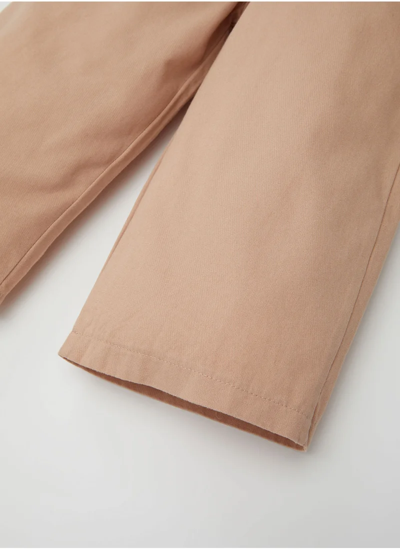ديفاكتو Regular Fit Beige Elasticated Jogger Pants With Pockets