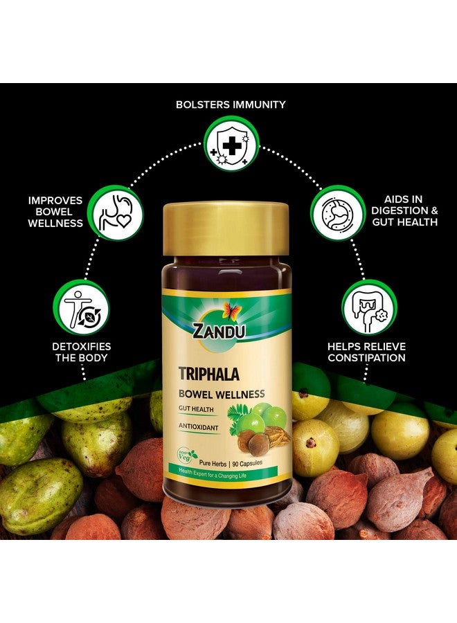 Zandu Triphala Capsules, Supports Bowel Wellness & Healthy Gut, Helps to Boost Immunity & Useful for Digestion, Antioxidant Properties - 90 Veg Capsules - Image 3