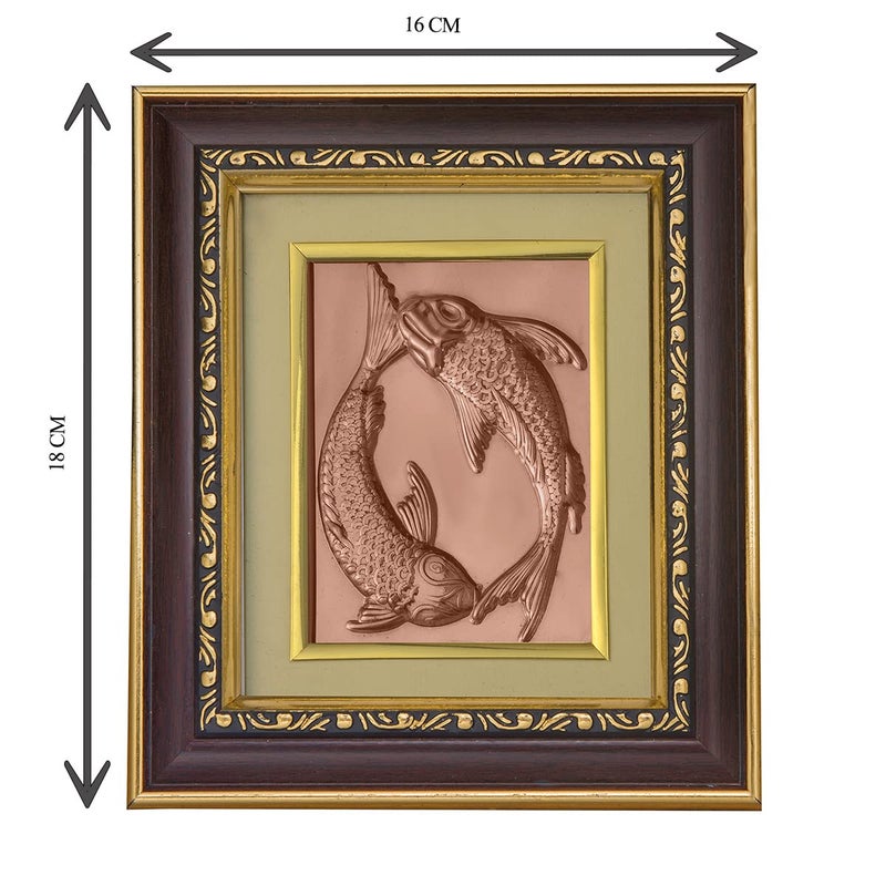 Pray Everyday Two Fishes in Water Copper Photo Frame Good Omen Subh Sakun Shakun Sastra Two Fishes in Water - Image 2