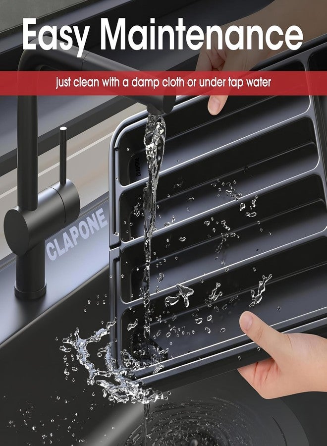 CLAPONE Drawer Organizer Tray/Kitchen Expandable Utensil Tray/Adjustable Utensil Organizer/Cutlery Silverware Flatware Holder/Divider for Spoons Forks Knives Tableware (Black, 1 Pieces) - Image 4