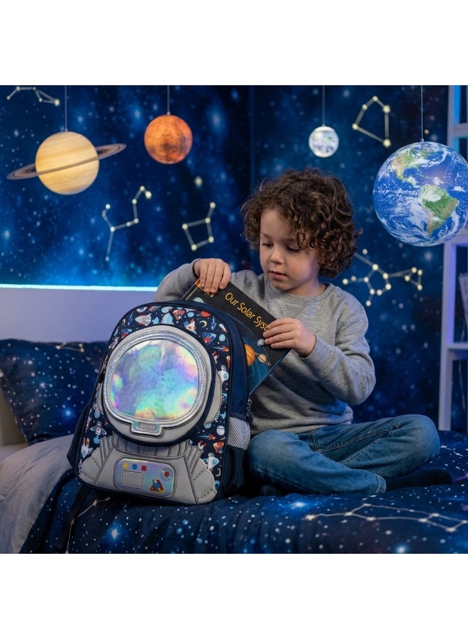 Kidzilla Waterproof School Bag for Kids, Dark Blue Spaceman Print Backpack, 35x26x10cm Lightweight Bookbag Gift - Image 5
