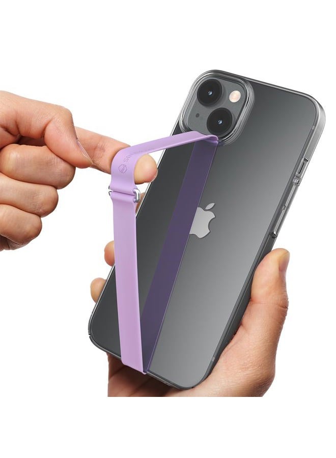 Sinjimoru Stretching Silicone Phone Strap as Cell Phone Grip Holder, Reusable Slim Cell Phone Holder for Hand with Clip for Galaxy & iPhone Case. Sinji Finger Strap Clip Lavender 210 - Image 1