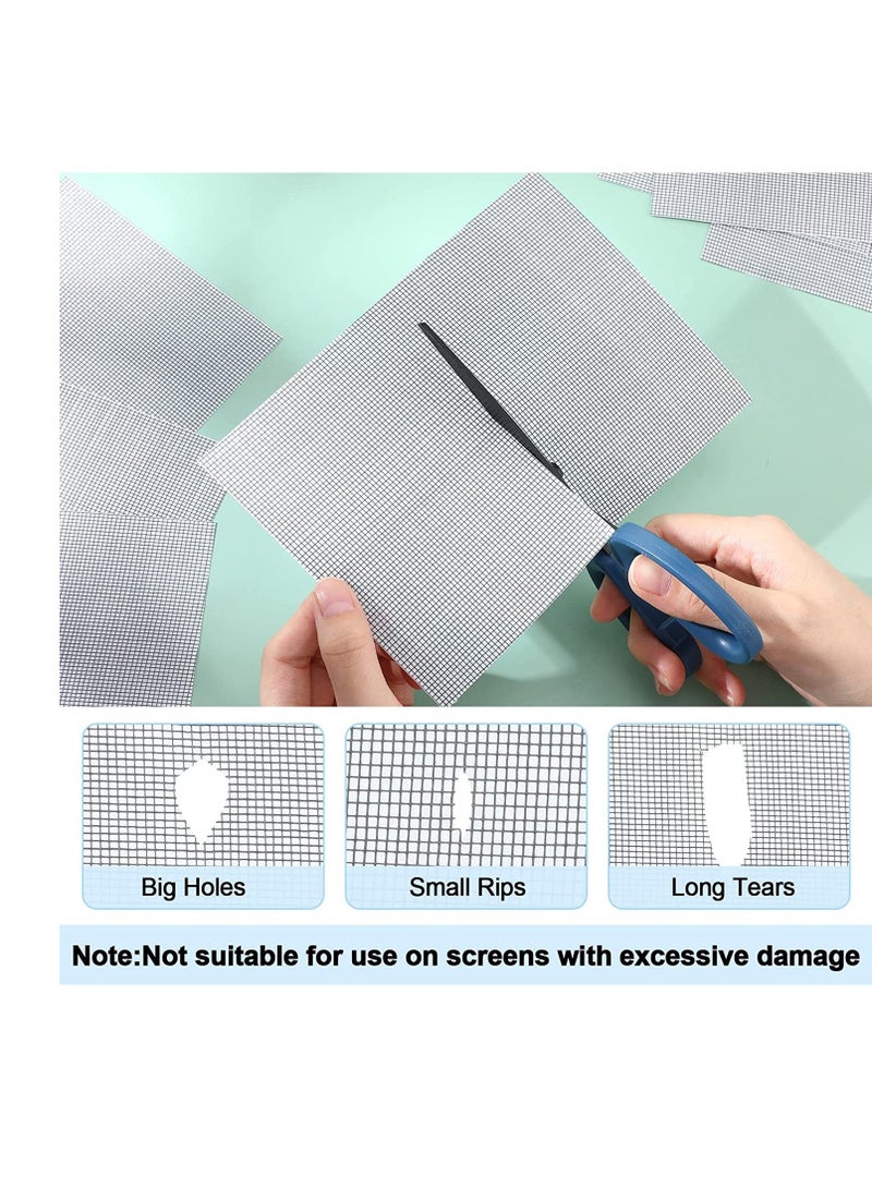 Y&D SYOSI Screen Patch Door Repair Kit Window Self Adhesive Mesh Tape Fiberglass Replacement Screens for Windows Doors Tent Net to Cover Holes Grey 32 Pcs - Image 4